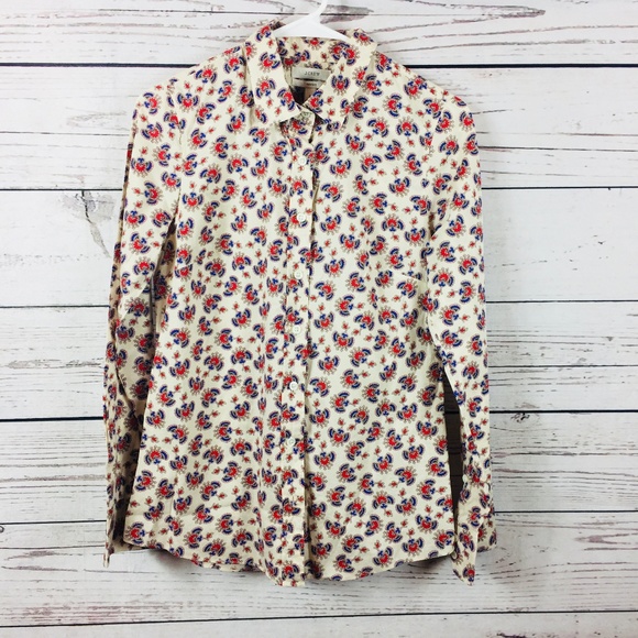 Vintage J Crew The Perfect Shirt in Papaya Paisley - Picture 1 of 8